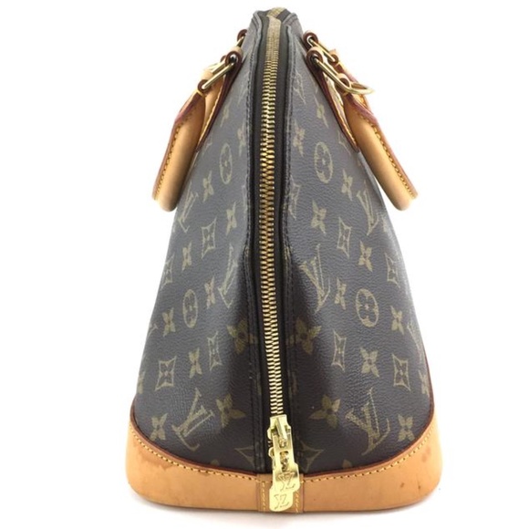 Alma Handbag Brown Monogram Canvas Satchel - Picture 7 of 12